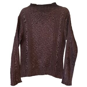 W.D.N.Y. Womens Y2K Chocolate‎ Brown Mock Neck Long Sleeve Crinkle Top Large